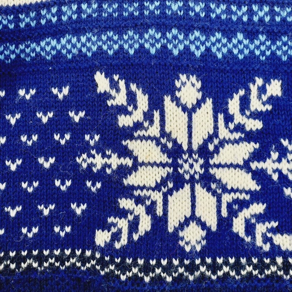 Liz Claiborne Vintage Snowflake Chunky Knit Wool Sweater Boxy Fit P3788 - Picture 4 of 9